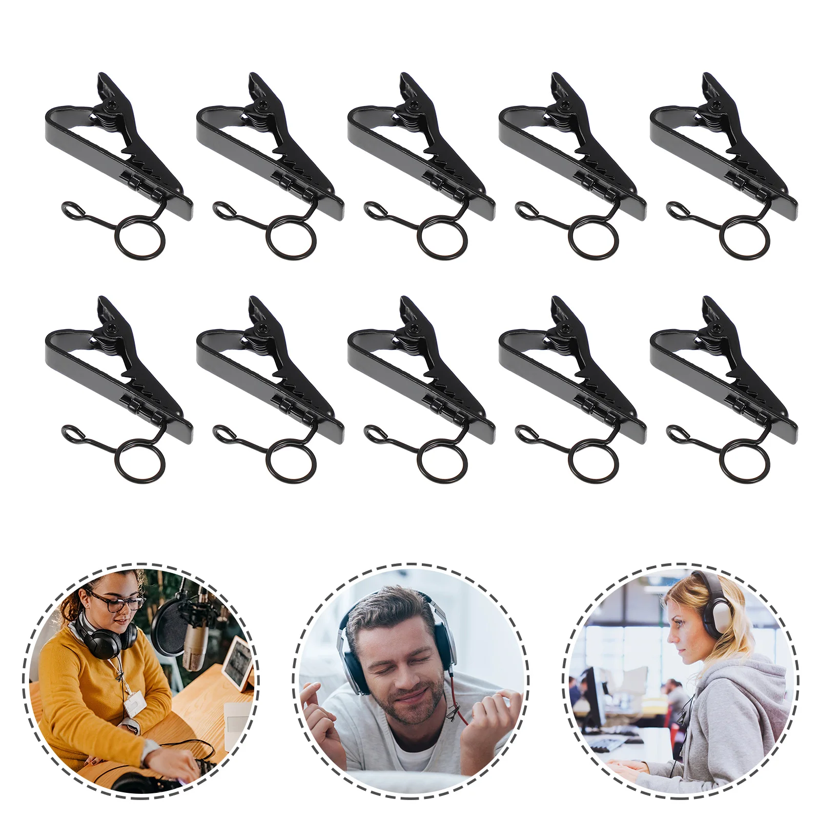 

10 Pcs Lavalier Microphone Holder Clip Wire Clips Iron Accessories Collar Replacement Holders Mini Small