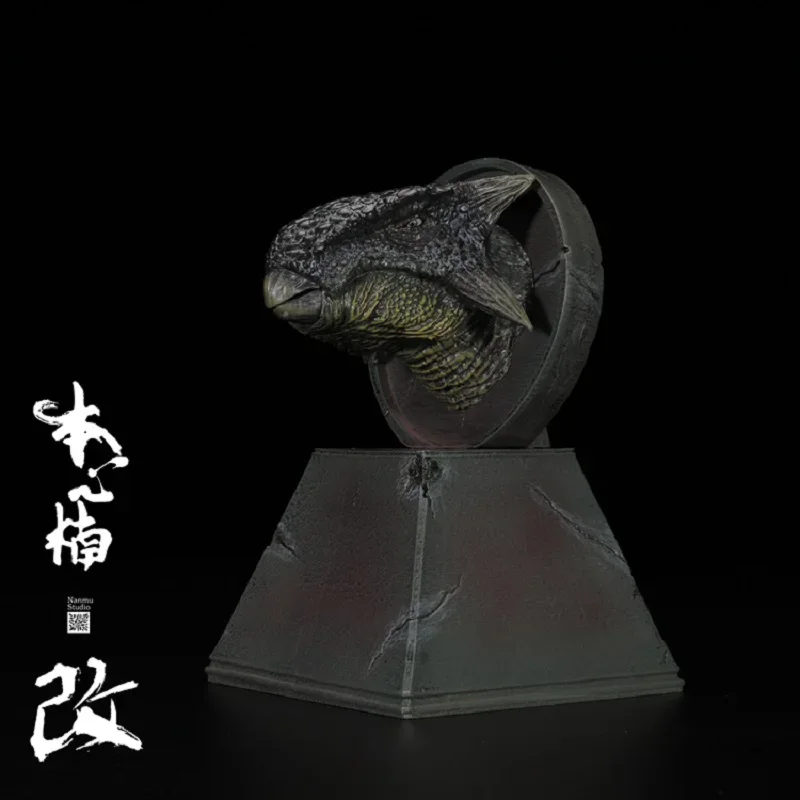 Nanmu Dinosaur Dragon Ankylosaur Mace Head Busts Statue with Magnet Toy Animal Model