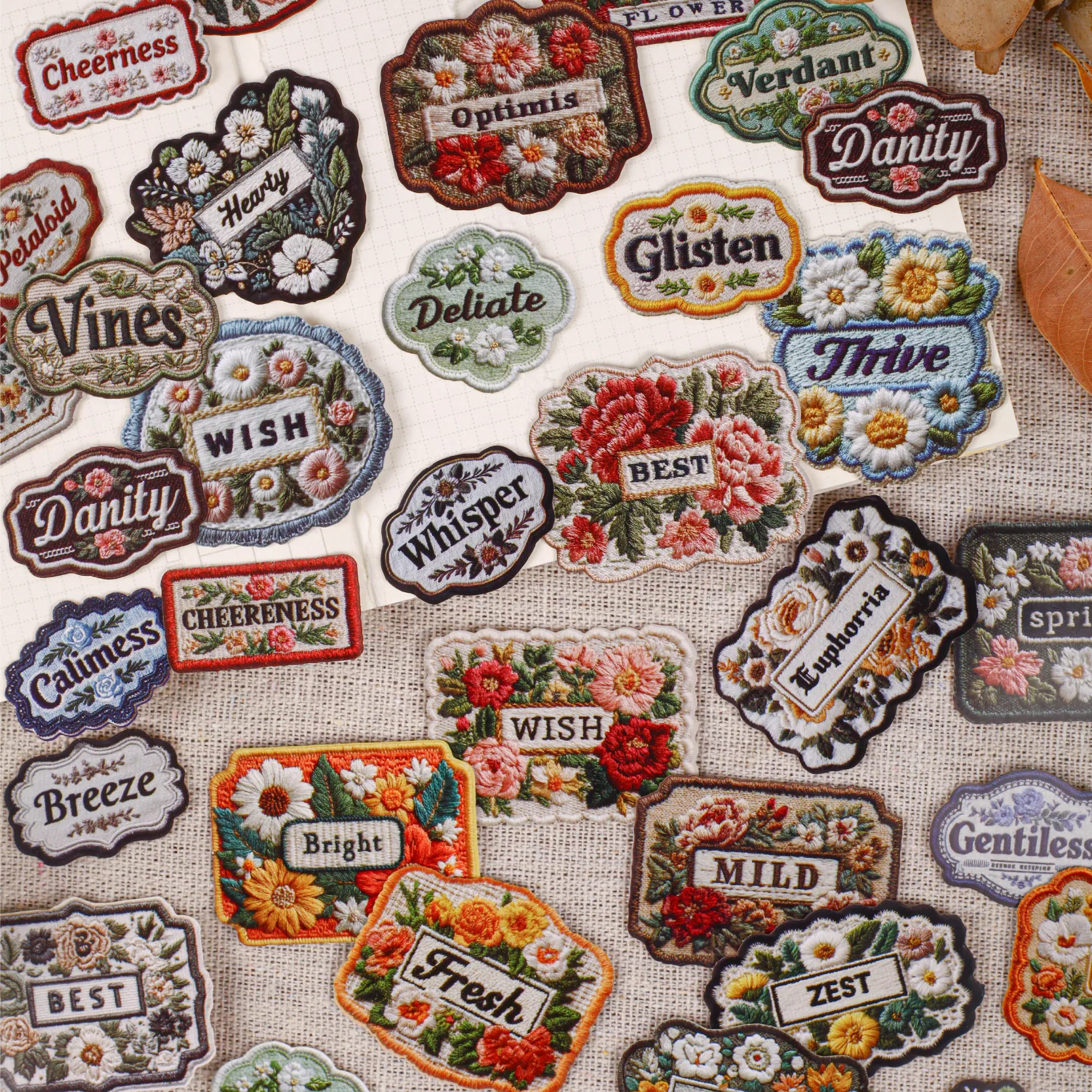 20 Blatt Patch-Serie Aufkleber-Set Retro Klebeetiketten DIY Handgemachtes Scrapbook-Material Kunsthandbuch Dekorative Aufkleber