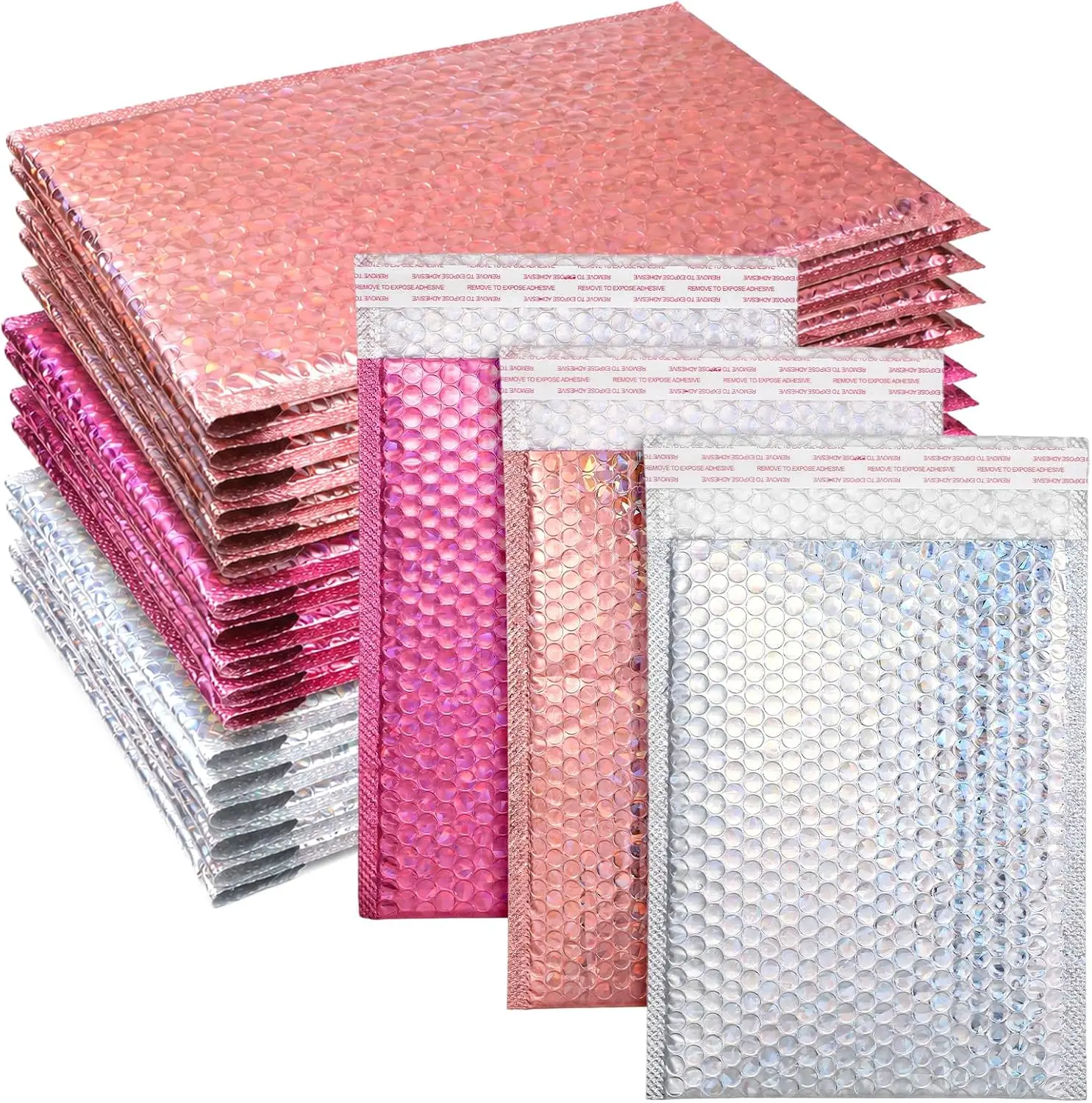 50pcs-shiny-laser-bubble-mailers-waterproof-self‑seal-padded-envelopes-lightweight-shipping-packaging-pouches-for-small-items