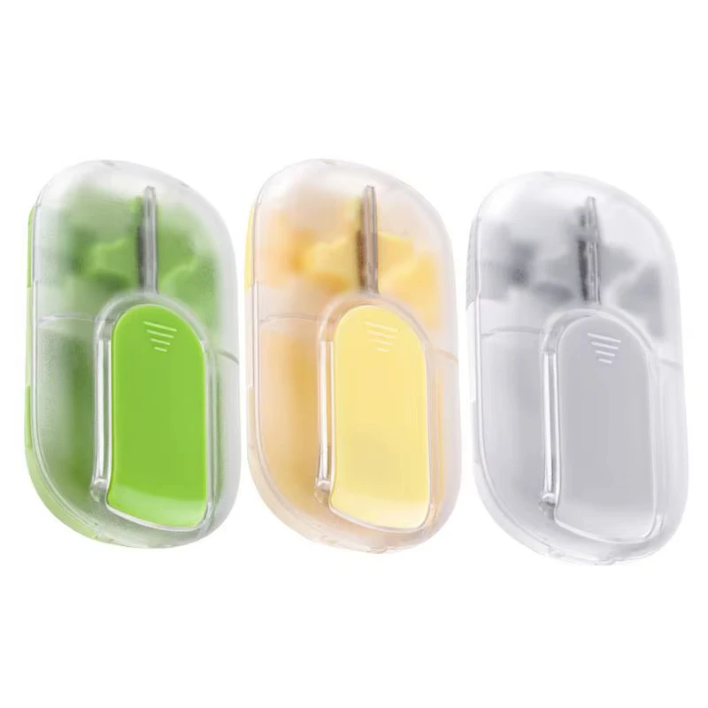 

1PCS Magnetic Pill Cutter large-Capacity Pill Storage Box Stainless Steel Blade Washable And Adsorbable For Storage