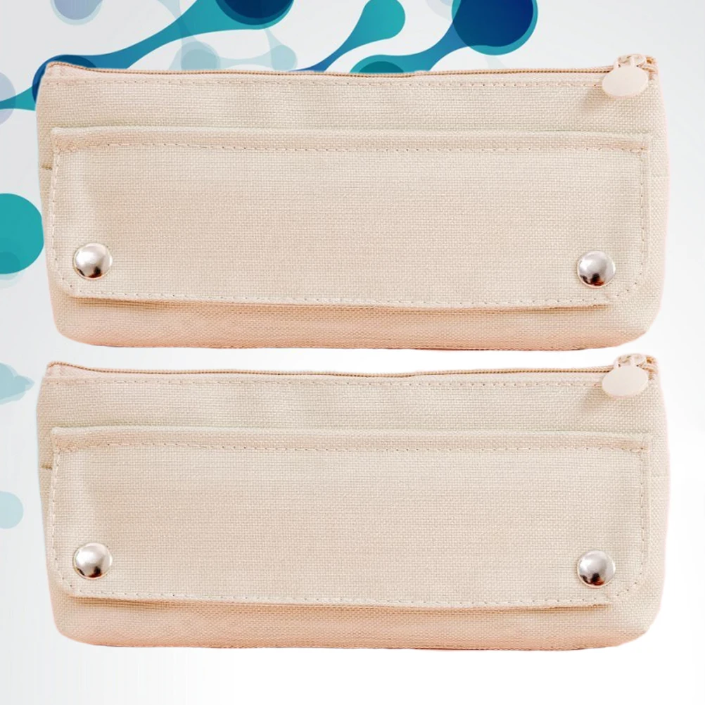 

2Pcs High Quality Zipper Pencil Case Large Capacity Oxford Fabric Storage Pouch for Makeup and Stationery