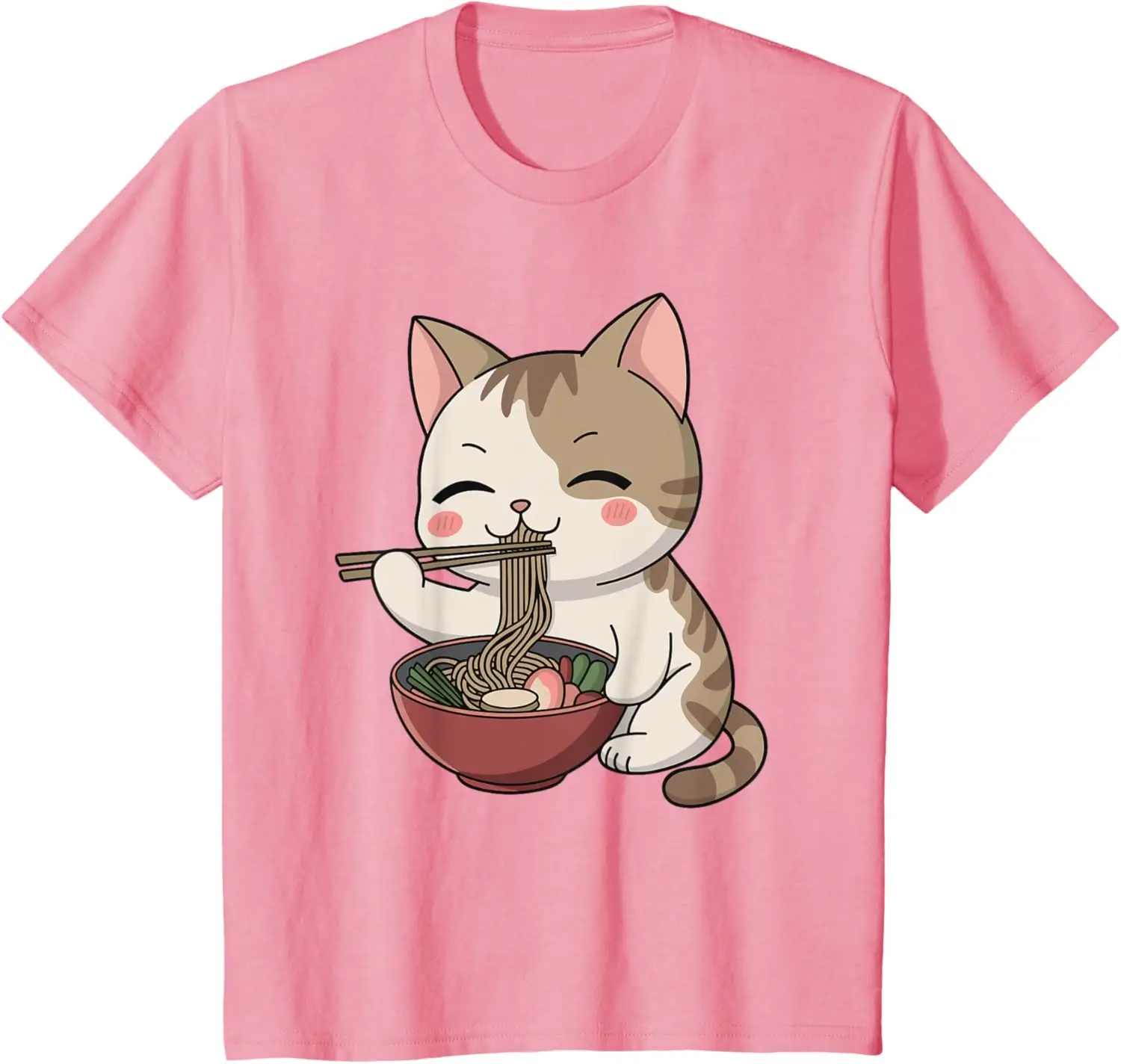 Kawaii Ramen Cat Neko Cute Anime Noodle Lover T-Shirt Unisex Children’s Wear Cute Small Graphic T Shirts Camiseta