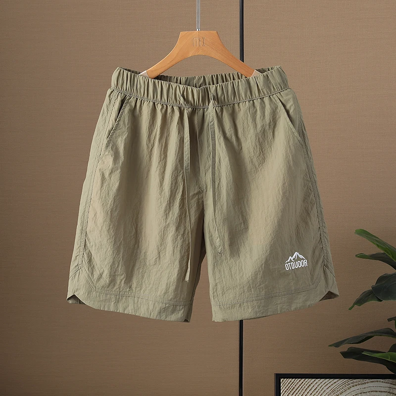 Brand Clothing Summer Thin Men's Outdoor Quick Dry Hiking Shorts Elastic Waist Drawstring Cargo Casual Short Khaki Grey Blue