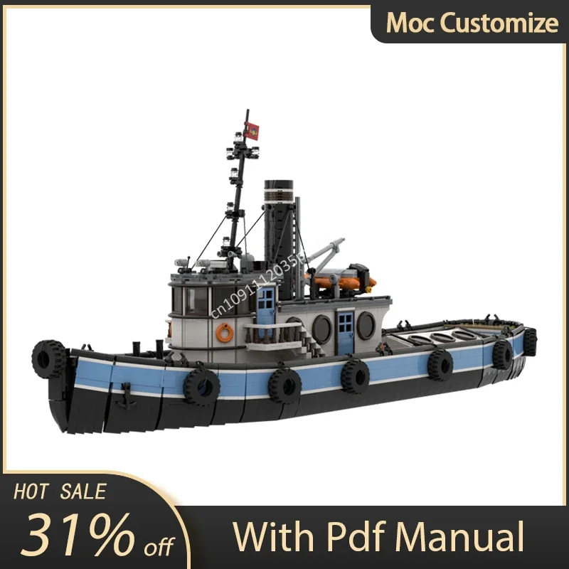 

3574pcs Moc Mighty Mite Tug Ship Cargo Ship Building Blocks Diy Creative Assembly Bricks Toys Kids Educational Christmas Gifts