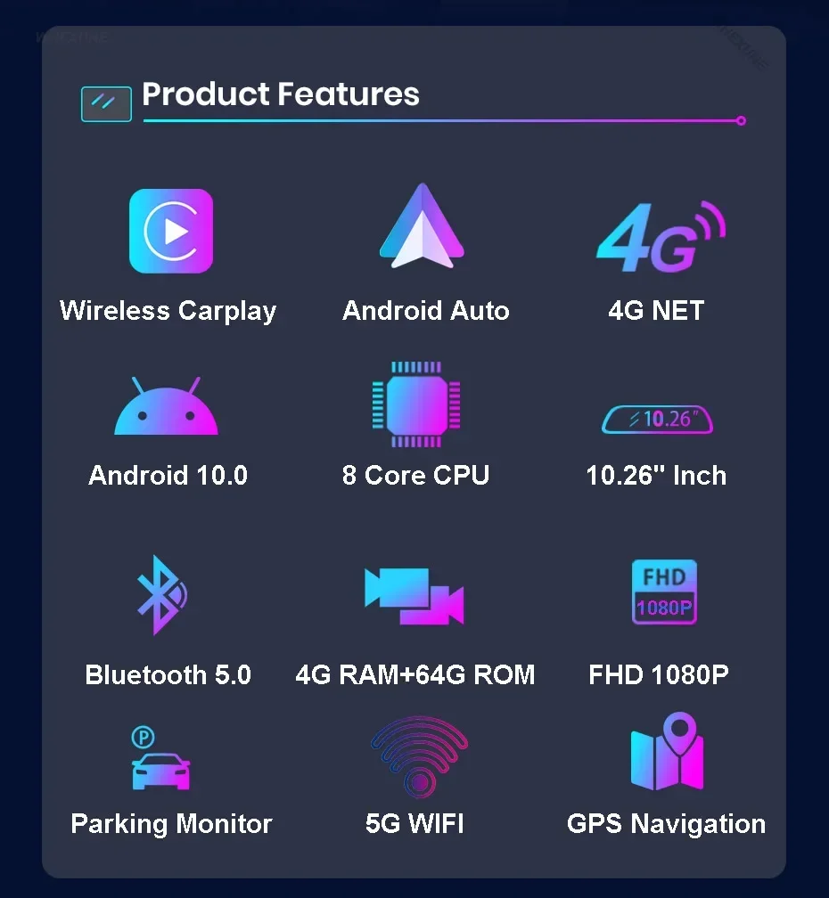 10.26 Inch 4+64GB Android 10 Auto Car DVR 4G WiFi ADAS Dashboard Dash Cam GPS Navi Carplay Rearview Mirror Camera Video Recorder