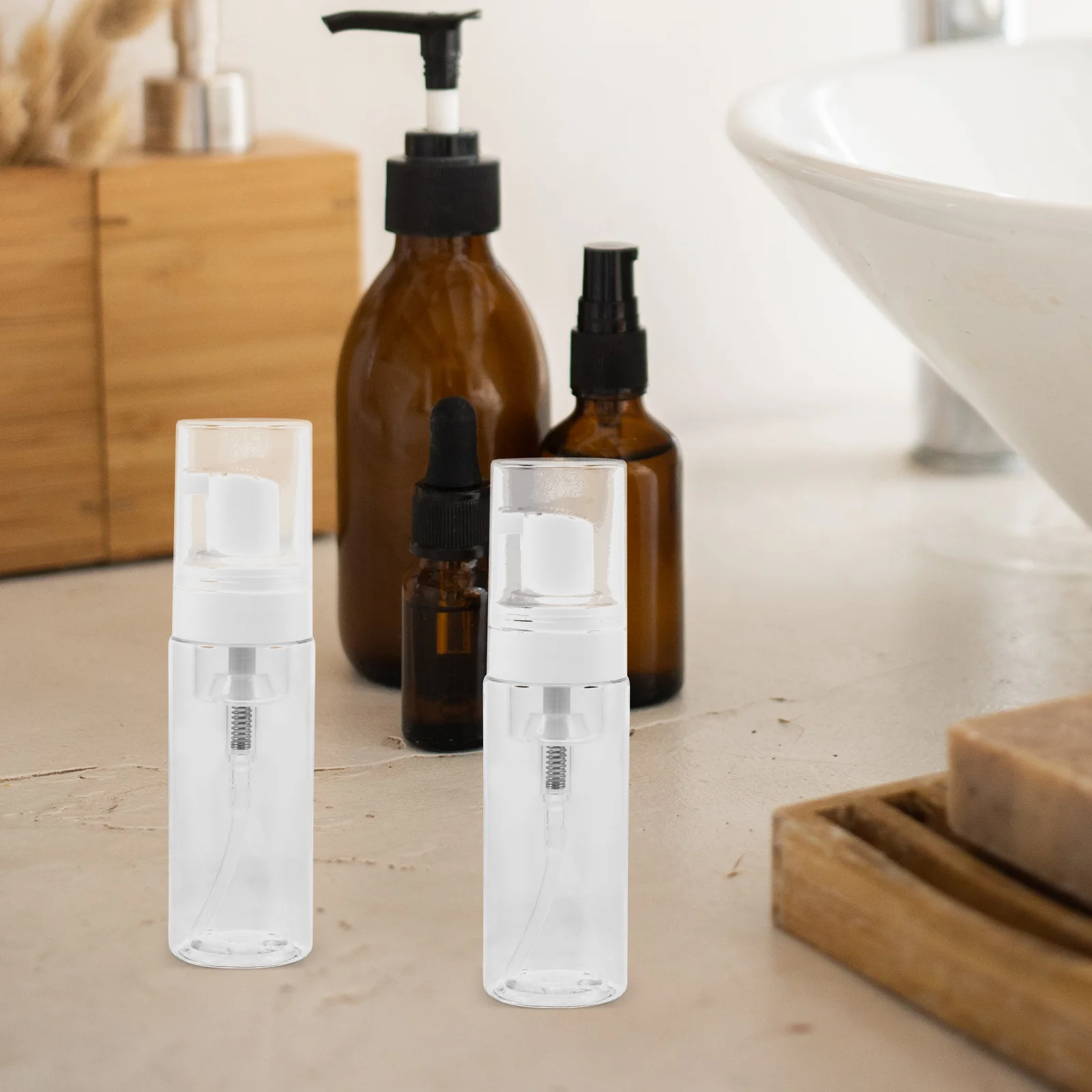 10 Pcs Spray Bottle Empty Travel Clear Mascara for Eyelashes Volume Pump Shampoo Hand Soap Dispenser