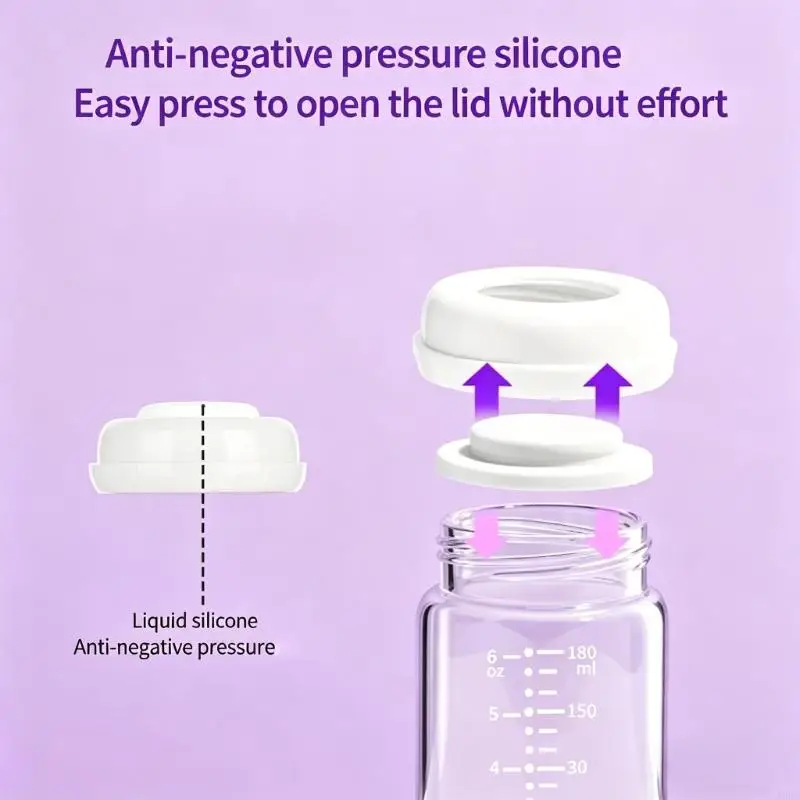 180ml Glass Milk Bottle with Wide Neck Designs Safe & Durable Baby Feeding Bottle Perfect for Pumping Storing & Feeding A2UB