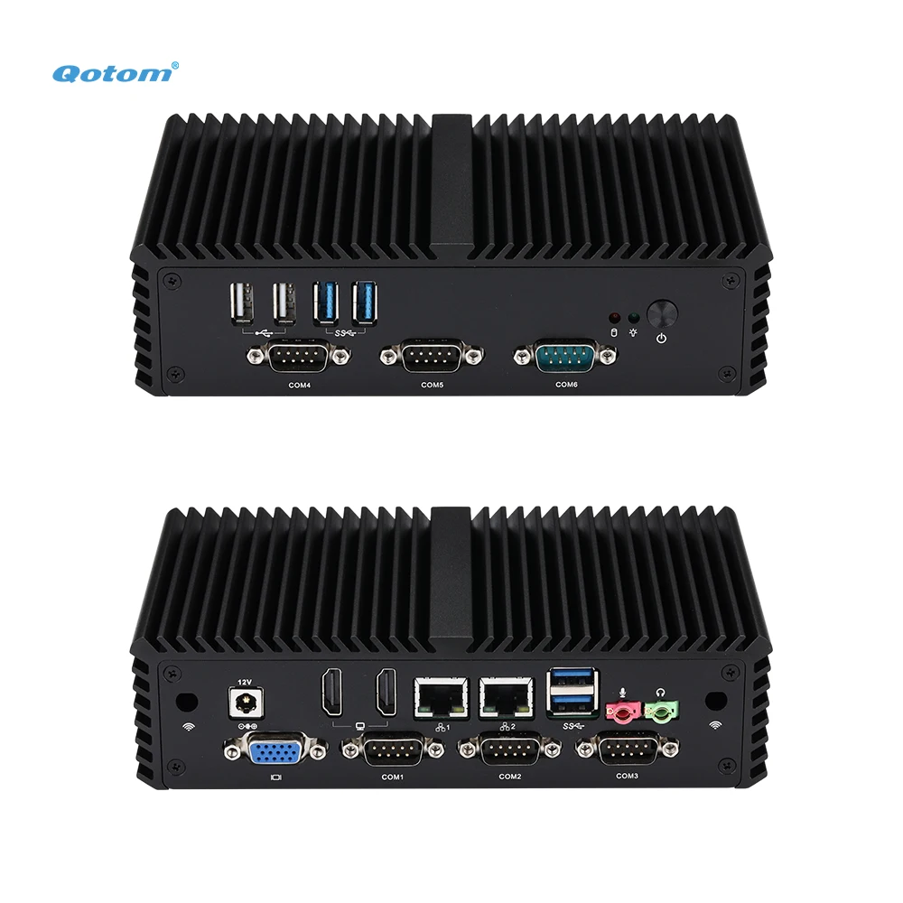 Quạt Không Cánh Mini Công Nghiệp Máy Tính Dual LAN 6 RS-232 Cổng Qotom Mini PC Core I5 Q350P