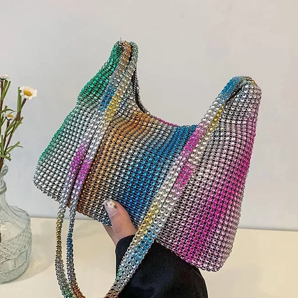 Sparkling Rhinestone Handbag Fashion Beaded Shiny Diamonds Purses Luxury Dinner Party Clutch Tote Women