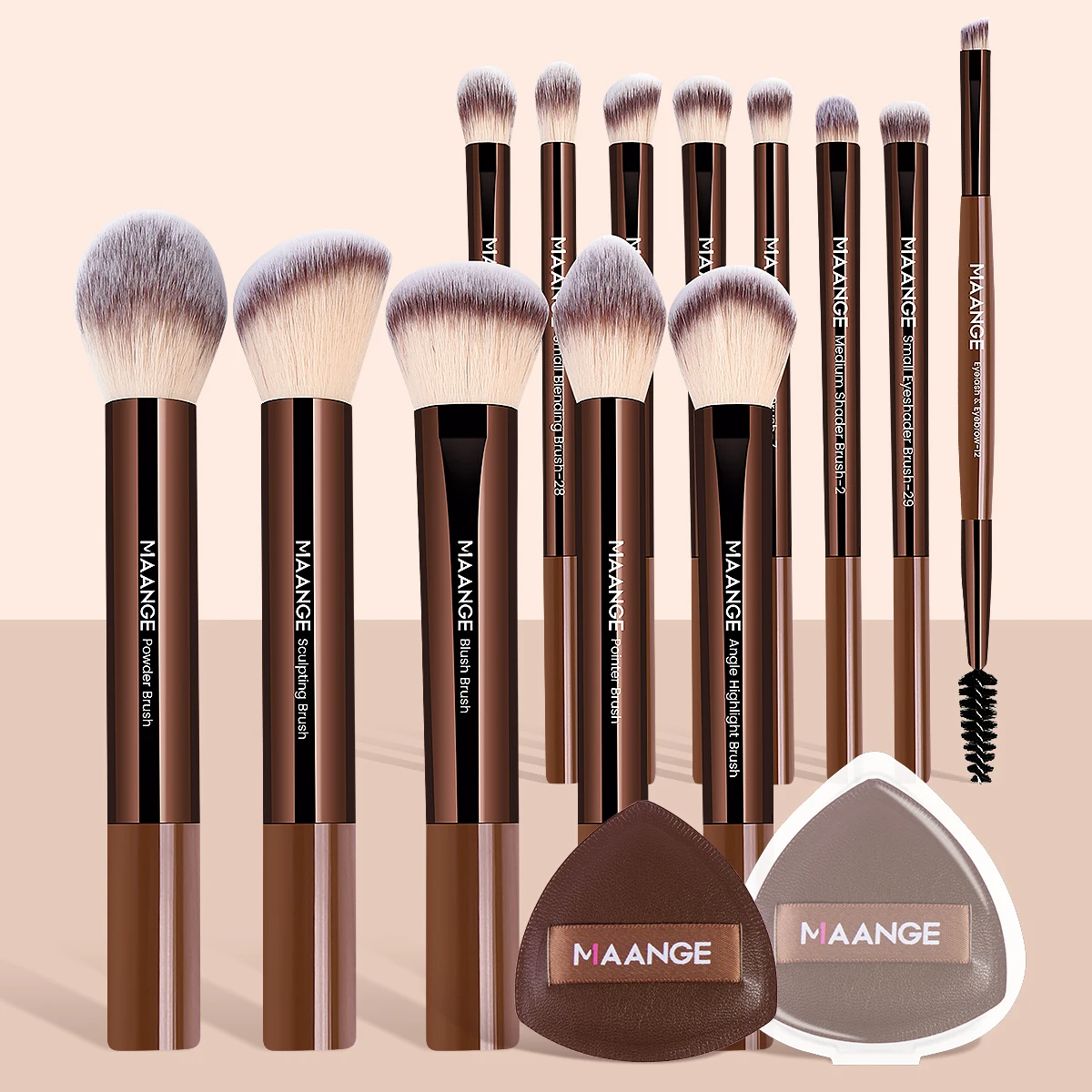 MAANGE 13-teiliges Make-up-Pinsel-Set, weich, flauschig, kosmetisches Puder, Lidschatten, Kabuki-Misch-Make-up-Pinsel mit 2 Luftpolsterquasten