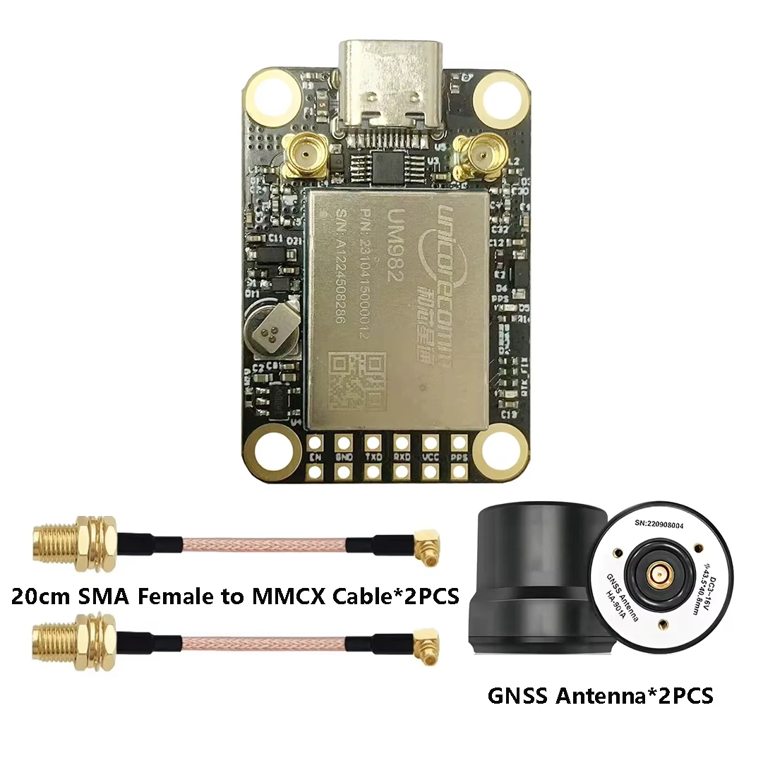 

UM982 high-precision Dual-RTK GNSS Receiver SoC-NebulasIV multi-frequency dual-antenna with Helix Antenna Type C to USB board