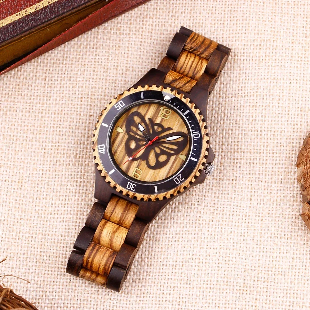 

Модные популярные изысканные подарочные деревянные часы для мужчин, кварцевые часы высокого качества, мужские наручные часы, регулируемый деревянный браслет