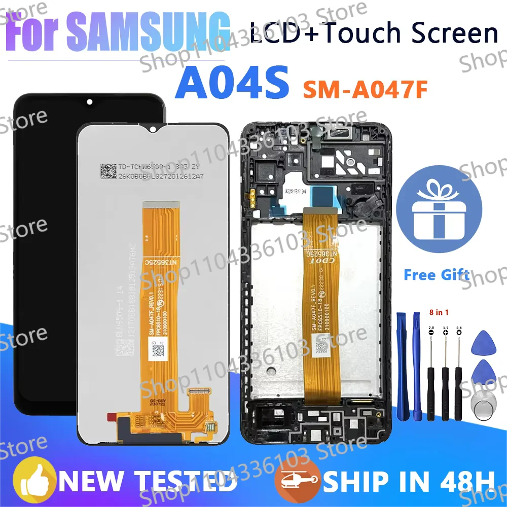 

6.5" Display Screen for Samsung A04S A047 SM-A047F SM-A047F/DS LCD Display Touch Screen Digitizer With Frame Replacement+Tools
