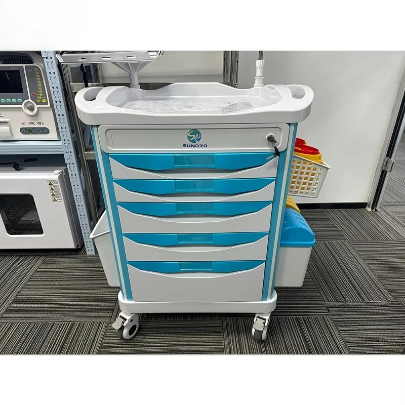 Multi-functional Medical Hospital Furniture Anti-lock Braking System Emergency Medical Trolley for Use in Hospitals