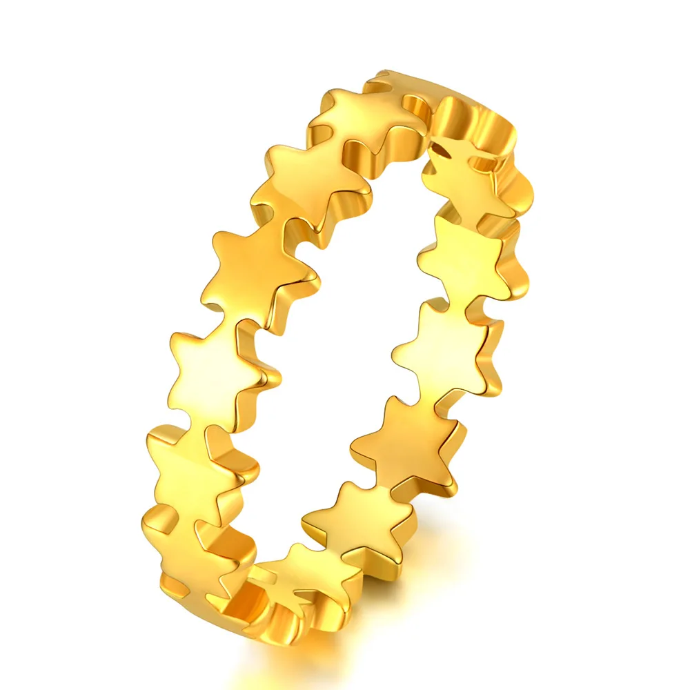 Edelstahl-Stern-Eternity-Ring, stapelbar, Ehering für Frauen und Mädchen, Größe 6–10