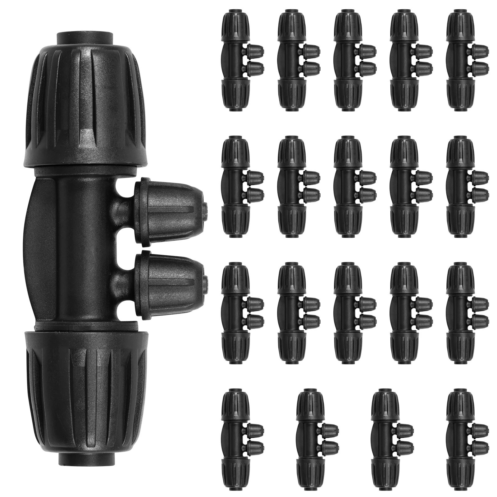 20 piezas accesorios de riego por goteo de 1/2 pulgadas, conector de tuerca bloqueada con púas de 4 vías para riego por goteo