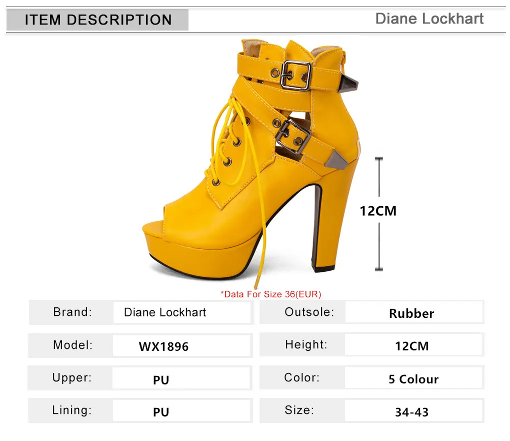 Red Yellow White Women Peep Toe Ankle Boots Platform Lace Up High Heels Female Buckle Autumn Winter Sexy Men Shoes Large Size