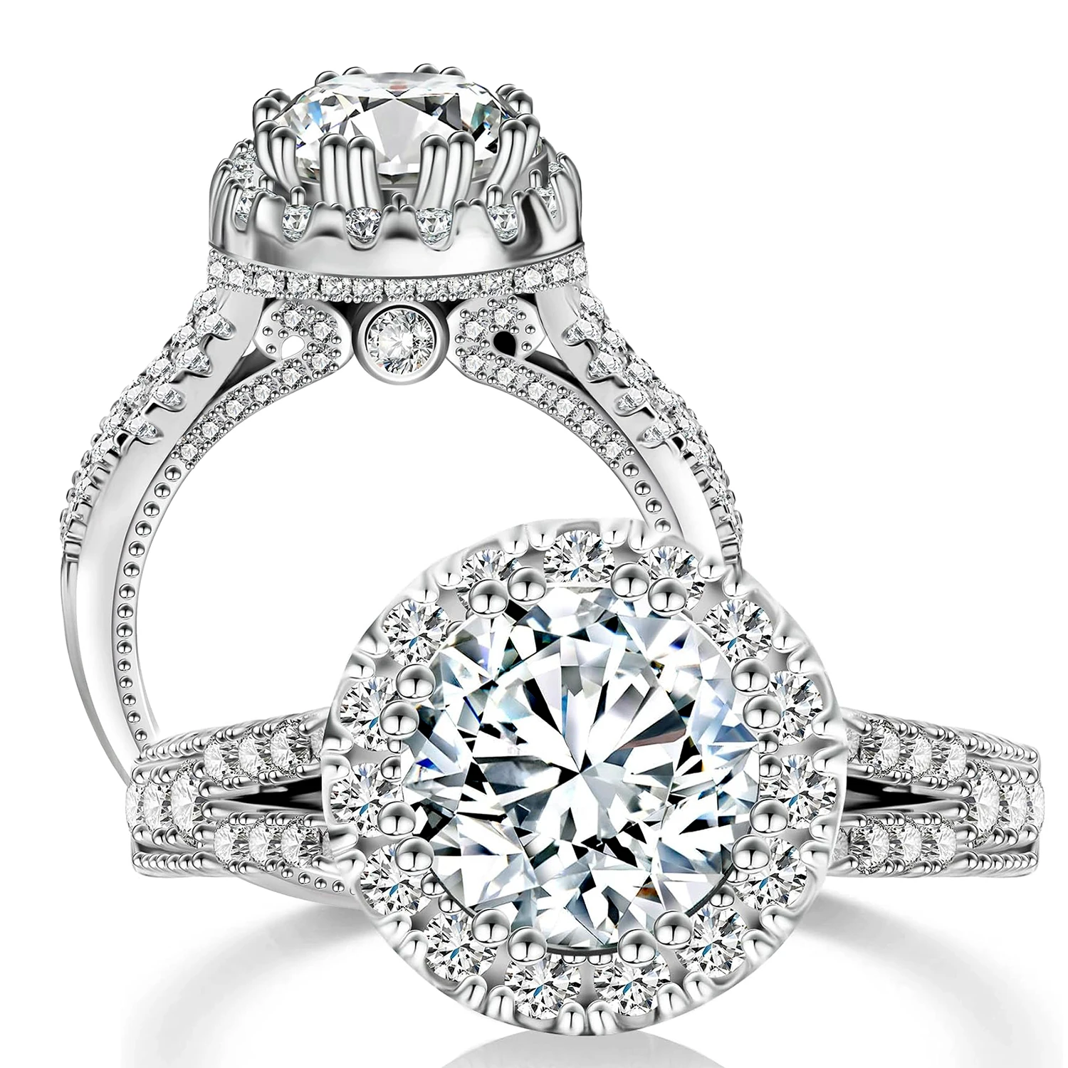 

Luomansi Woman Ring Silver 1 / 2 Carat D VVS Moissanite with Certificate Super Flash S925 Jewelry Wedding Party Gift