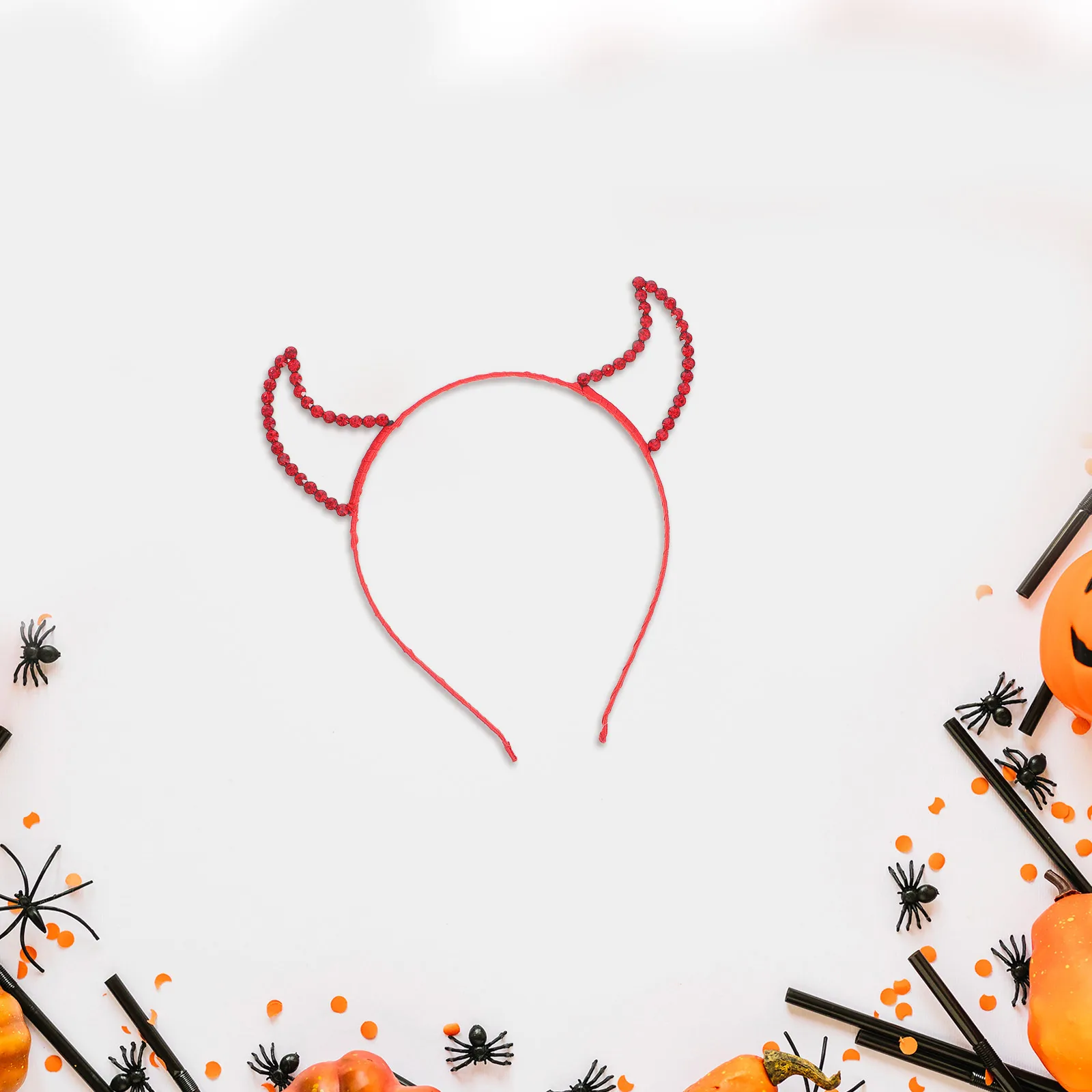 

2Pcs Rhinestone Devil Horn Headband Halloween Costume Headdress Lightweight Comfortable Fit for Party Stage Performance Reusable