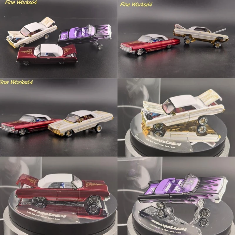 Fine works64 1:64 Impala West Coast coches que rebotan, modelo de coche fundido a presión