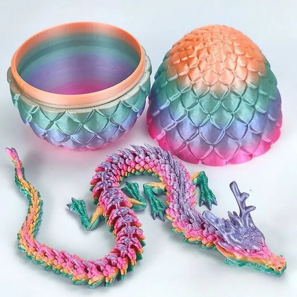 3D-geprint slangenei en drakenei-speelgoed Volledig gelede slangendraakcollectie Verrassingssimulatie Speelgoeddecoratie