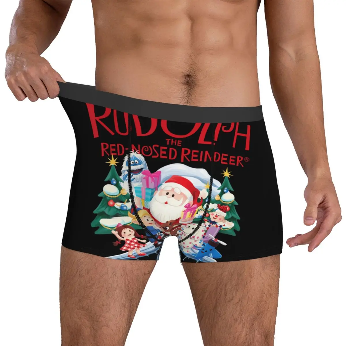 

Cute Rudolph The Red Nosed Reindeer Special Xmas Underwear Comfortable Underpants Custom Shorts Briefs Men Pouch Plus Size Trunk