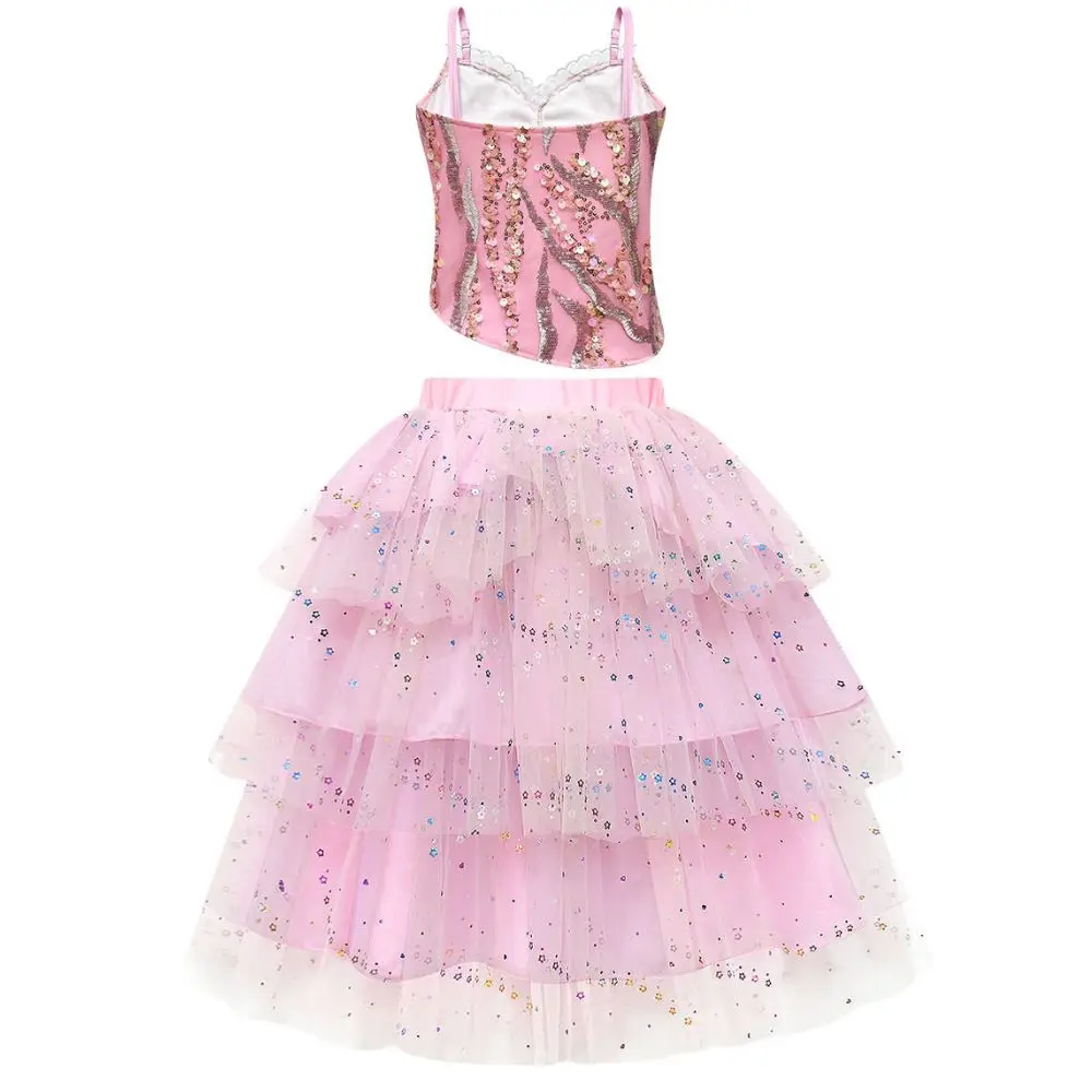 أطفال شريرة غليندا تأثيري فستان زي فانتازيا تمويه للأطفال تنورة وتتسابق فستان بتصميم حالم حتى ملابس كرنفال الهالوين