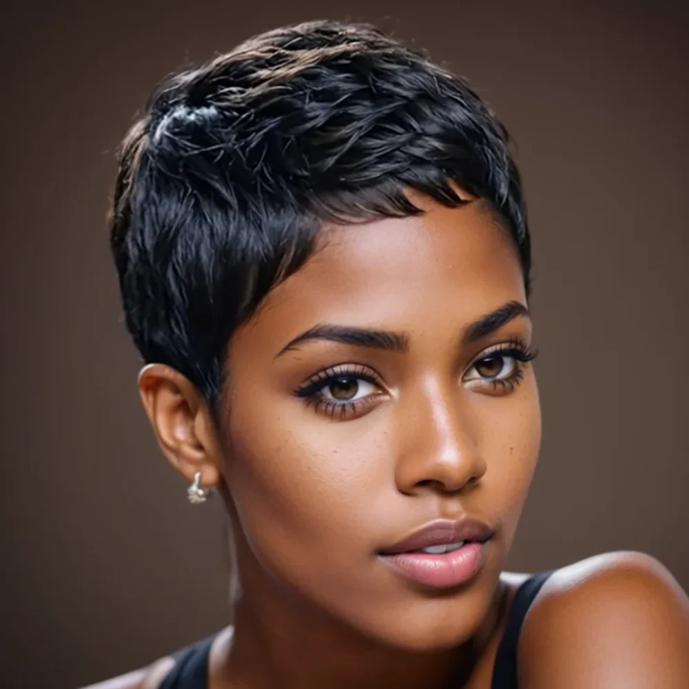 

Машинное производство, плотность 150%, 4 дюйма, короткие парики с стрижкой пикси, парики из натуральных волос для женщин, натуральный вид, парик для ежедневного использования на вечеринке