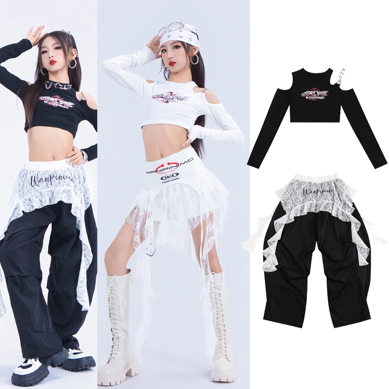 

2025 детские танцевальные костюмы в стиле хип-хоп для девочек, свободные брюки с длинными рукавами, детская одежда для джазовой сцены XH3798