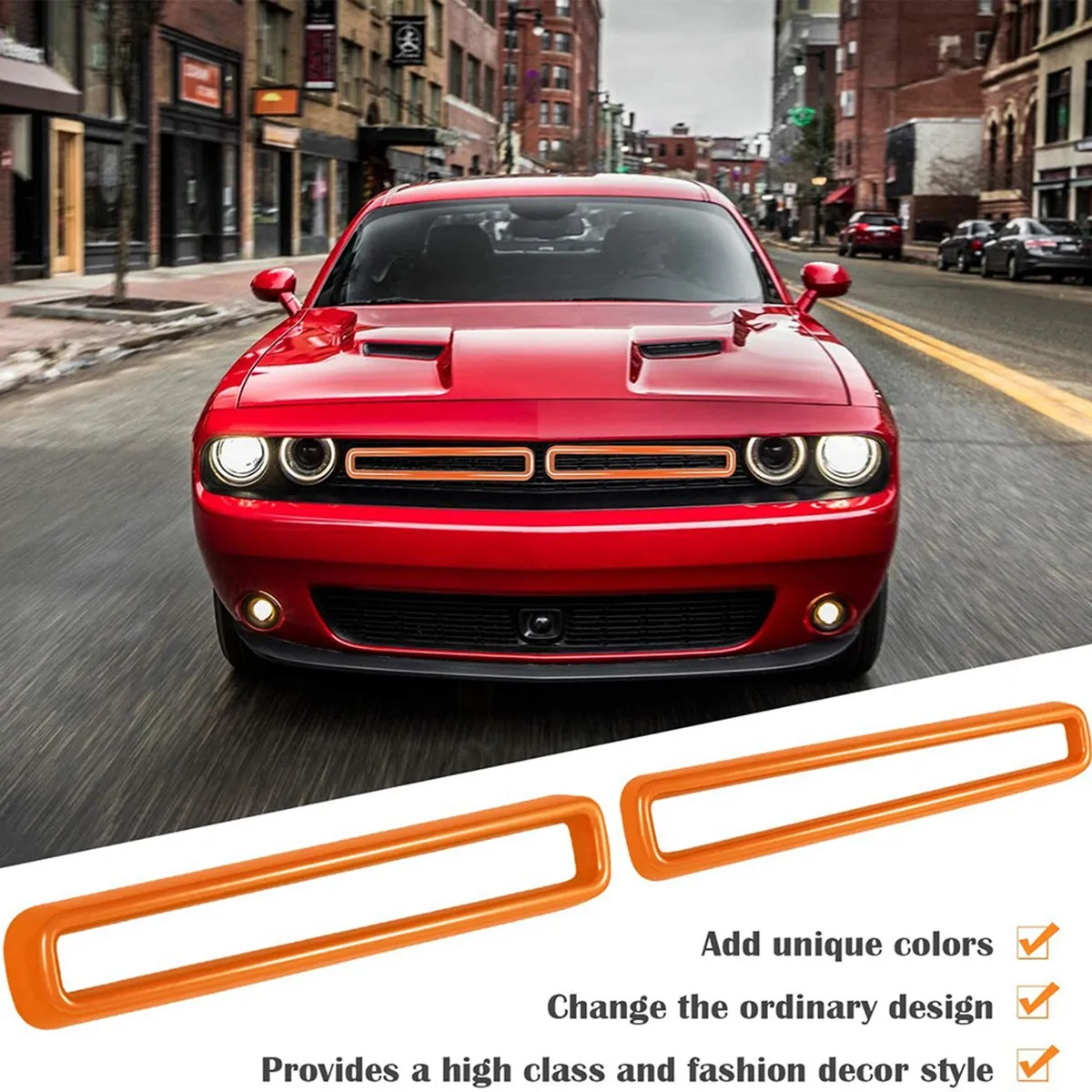 Couvercle d'insertion de calandre pour Dodge Challenger, garniture ABS, accessoires de protection, 2015-2021