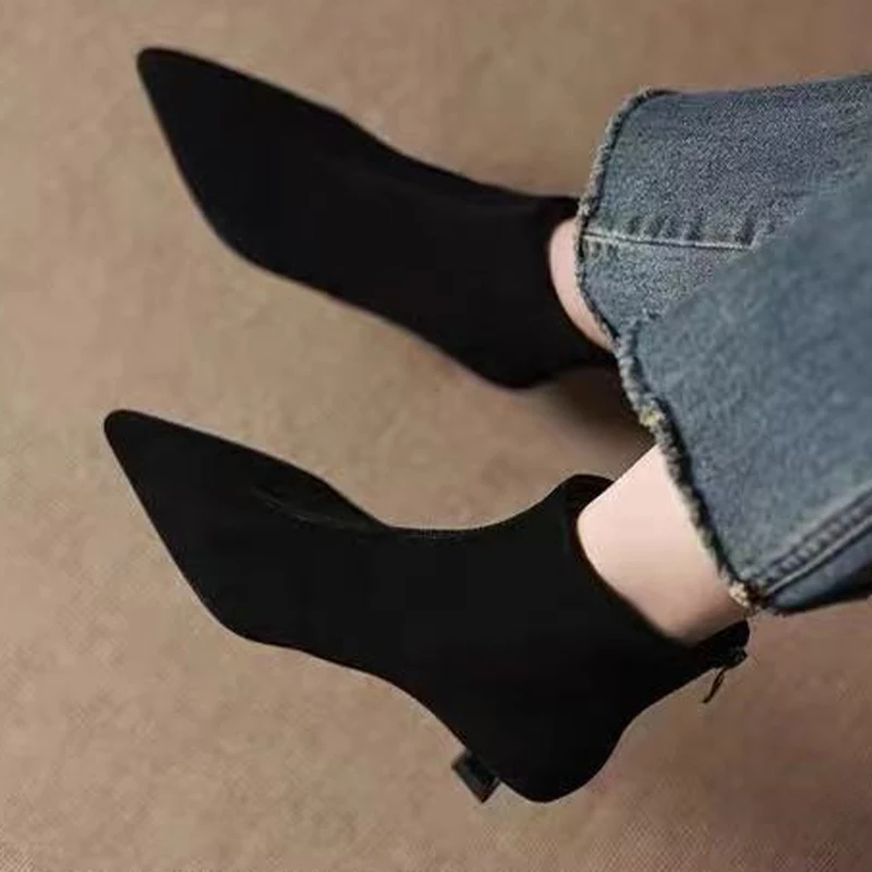 

Women's Boots Pointed Toe Designer Heeled Shoes Suede Fashion Winter Ankle Boots New 2025 Dress Luxury Dress Pumps Mujer Boots