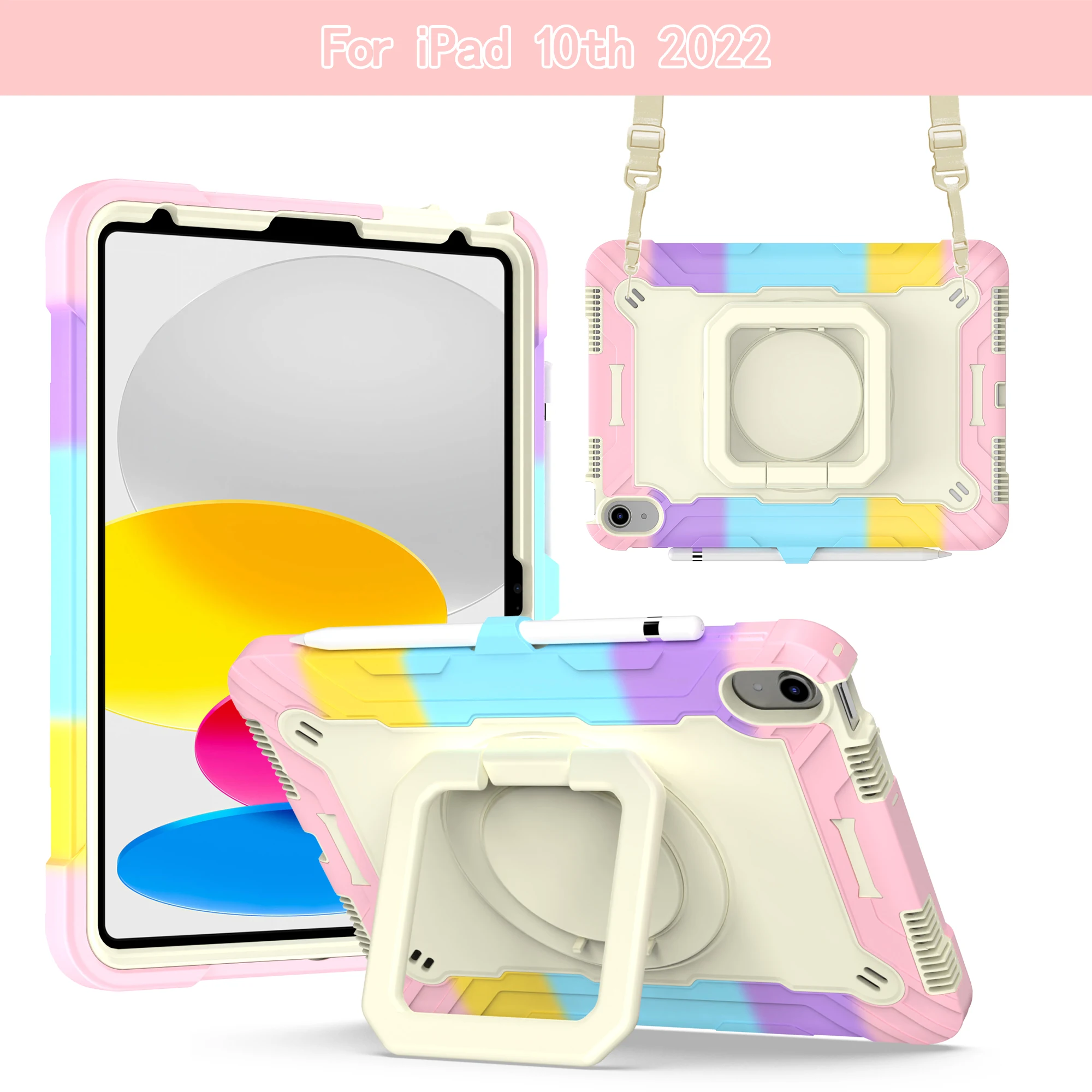 

Stand Case Universal for iPad A16 2025 11th 10.9 2022 10thGen A3354 A3355 A3356 A2757 A2777 A2696 360 Rotating Handle Grip Cover