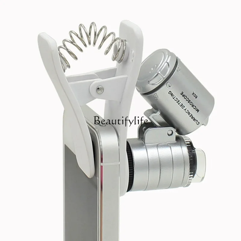 

Foreign trade general clip-on microscope 60 times magnifying mobile phone magnifying glass jewelry antique identification 9882W