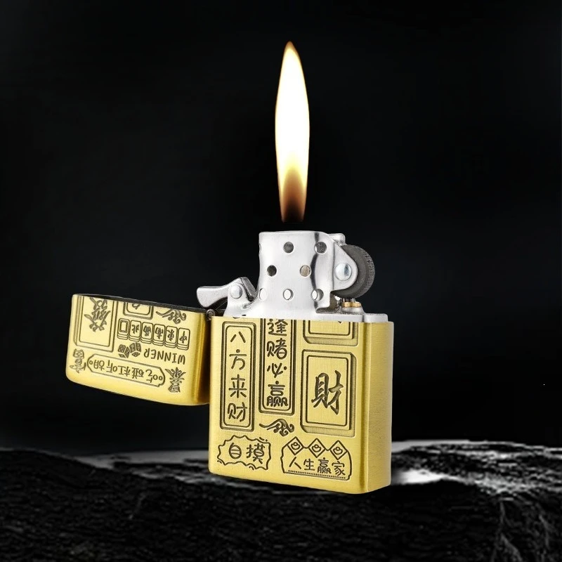 New Bronze Bafanglai Retro Fashion Sturdy and Durable Metal Kerosine Grinding Wheel Lighter