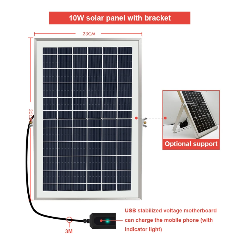 Imagem -05 - Painel Solar Fotovoltaico Geração de Energia Placa Carregamento ao ar Livre à Prova Impermeável Água Usb Carregamento Rápido Power Bank Portátil 5v 6w 10