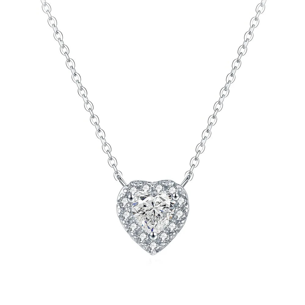 

0.8ct love mozzarella diamond pendant women's fashion popular 925 sterling silver simple wind necklace