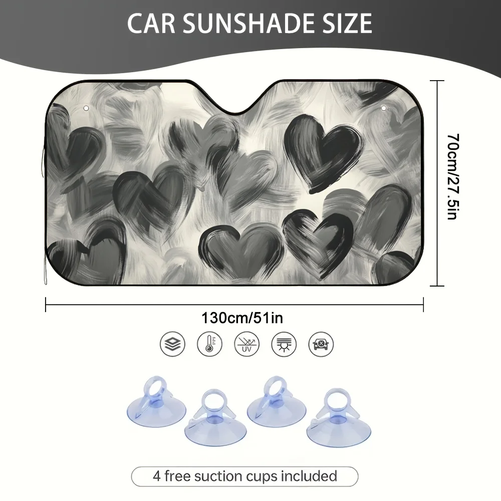 1pc Abstract Heart-shaped Graffiti Car Visor Film To Reduce Sun Glare, Ideal For Daily Commuting And Long-distance Travel, Ensur