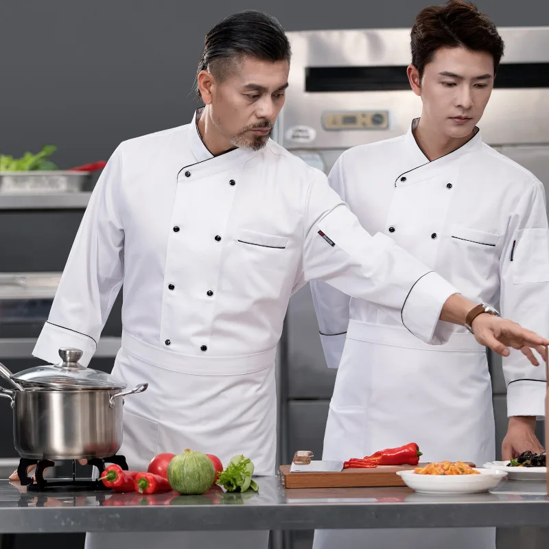 Chef vêtements de travail à manches longues automne hiver Restaurant Cuisine Cuisine occidentale Cuisine restauration cantine cuisson gâteau pain vêtements