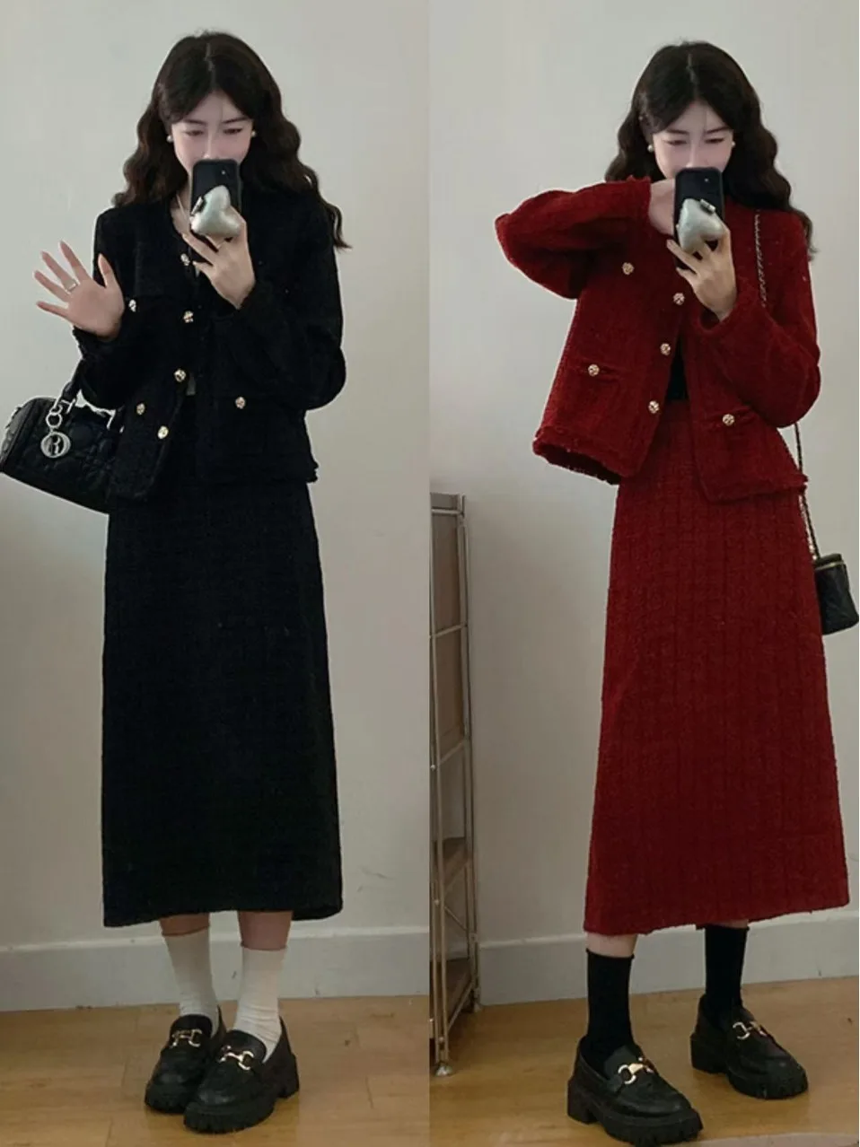 

Комплект больших размеров: женский осенне-зимний костюм из хлопковой смеси в стиле Fragrance – куртка и юбка для полных женщин, стройнящий силуэт