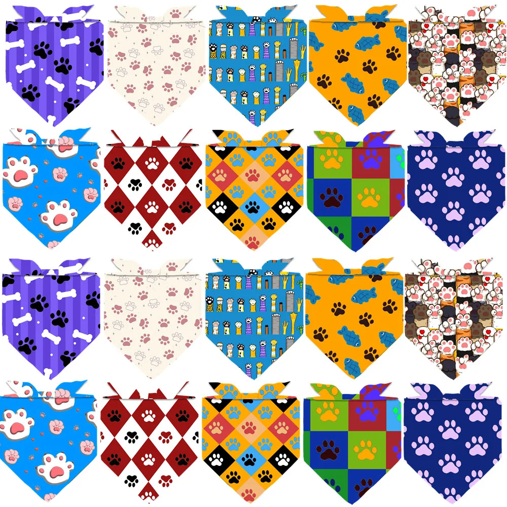 30pcs Claw Style Pet Dog Bandana For Small Dog Puppy Scarf Bibs Dogs Grooming Bulk Pet Bandanas Dog Grooming Supplies