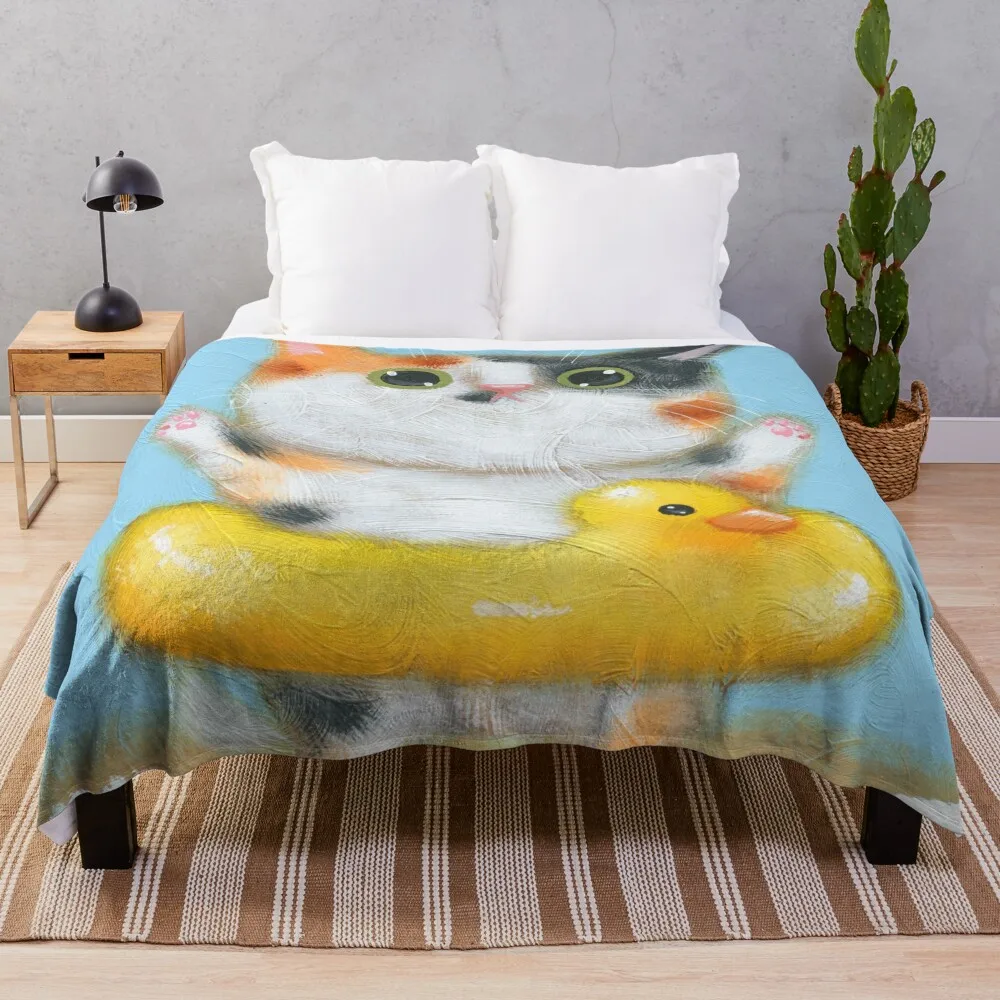 Rubber Ducky Kitty 2 Throw Blanket Furry Luxury Brand Blankets