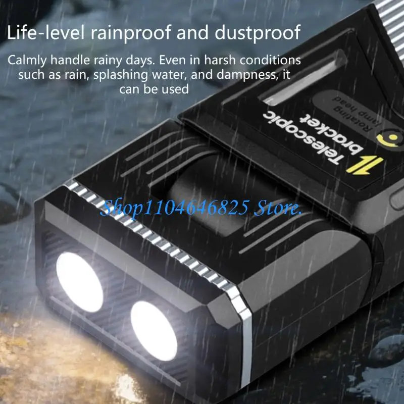 Compact Telescopic Work Light Folded Size Aluminum Housing 5 Lighting Modes