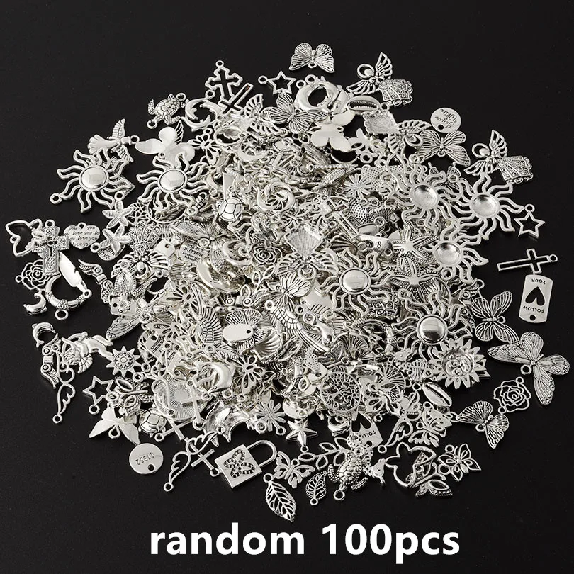10/20/30/50/100 Stück/Lot Vintage Metallanhänger Sonne Mond Stern Meerestier Muschel Blume Anhänger/Charms für Schmuckherstellung Zubehör Großhandel