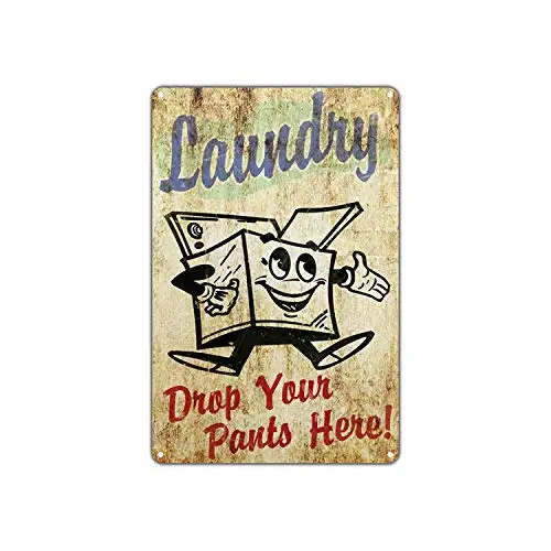 Fsdva Laundry Drop Your Pants Here  Vintage Tin Sign Wall Decor
