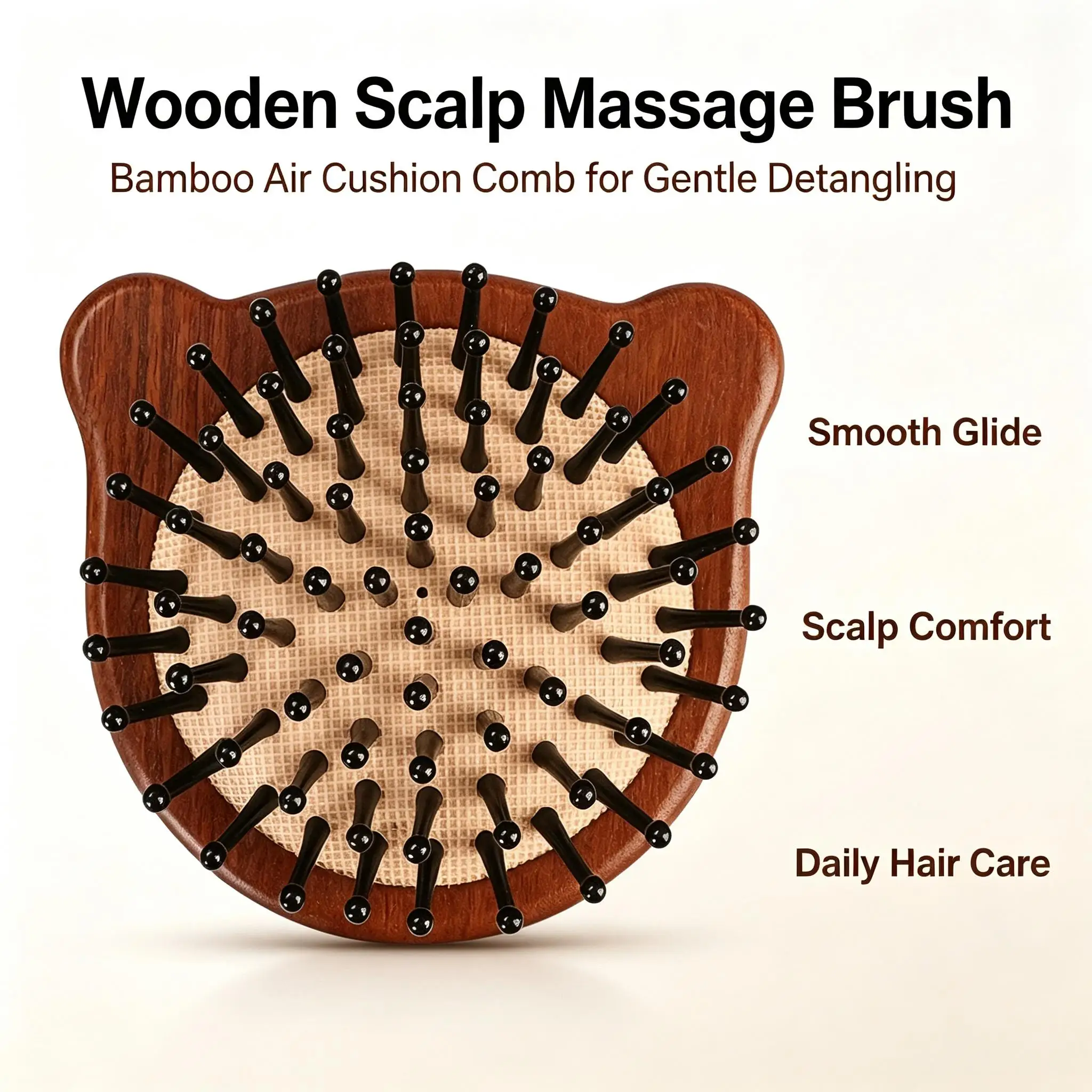 1pc Sandalwood Comb in a  bear Shape - Designed for Women's Scalp And Meridian Relief,Hair Comb For All Hair Types