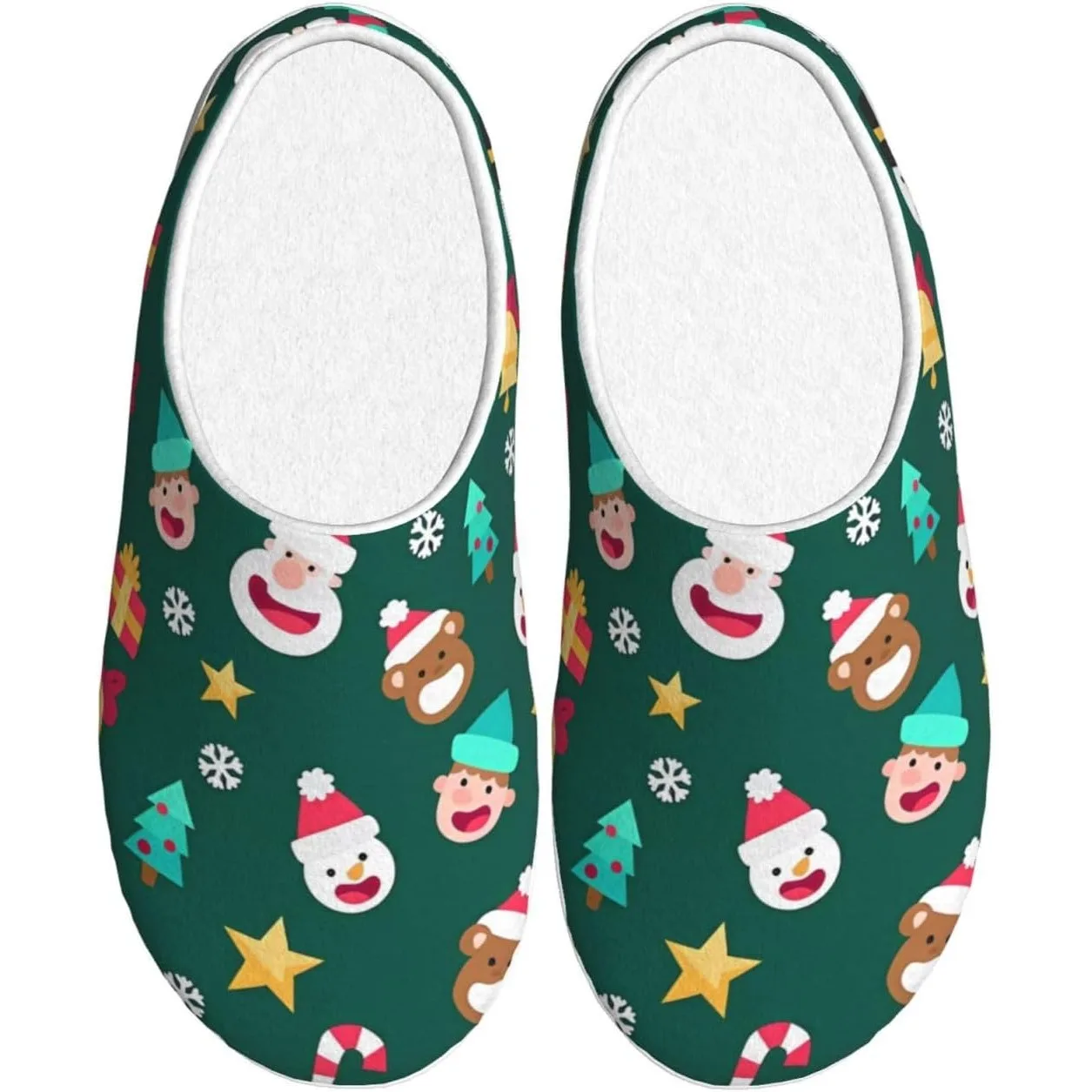 

Funny Christmas with Santa Claus TPR Cotton Non-Slip Flannel House Slippers For Women Men