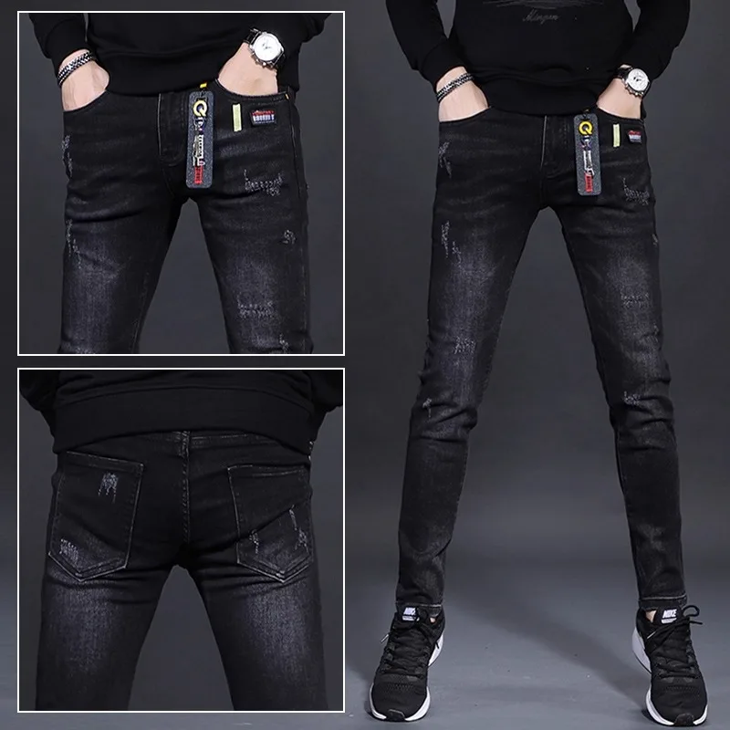 

Bla Slim Fit повседневные джинсы мужские весенне-осенние модные эластичные удобные мягкие джинсовые брюки на молнии с низкой талией