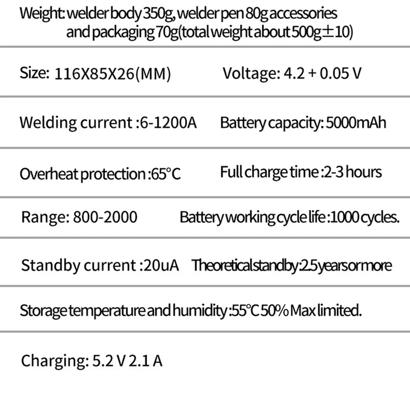 Portable 80 Gear Spot Welder 2.0 Inch High Definition Color Screen LED Lighting 18650 Lithium Battery DIY