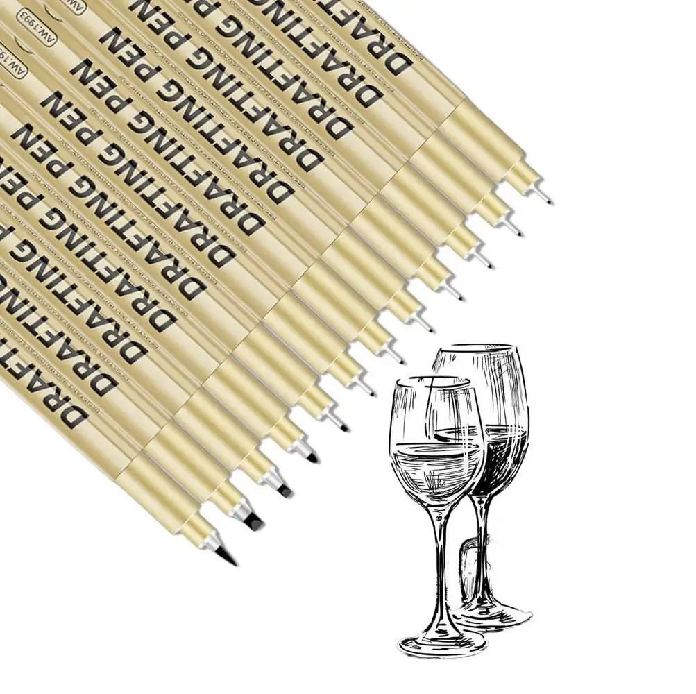 

6/9/12-Pack Multifunctional Black Fine-Tip Pens, Ultra-Fine Needle Tip Pen Set, 12 Different Tip Sizes, Suitable for Fine Drawing, Sketching, and Writing - the Perfect Choice for Artists and Hobbyists